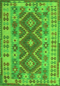 Abstract Green Contemporary Rug, con1127grn