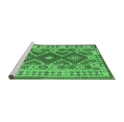 Sideview of Machine Washable Abstract Emerald Green Contemporary Area Rugs, wshcon1127emgrn