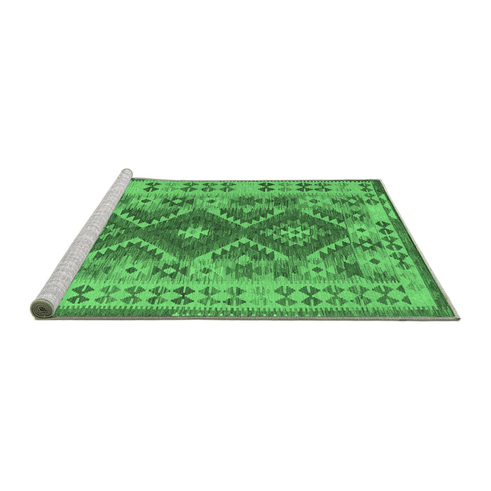 Sideview of Machine Washable Abstract Emerald Green Contemporary Area Rugs, wshcon1127emgrn