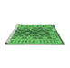 Sideview of Machine Washable Abstract Emerald Green Contemporary Area Rugs, wshcon1127emgrn