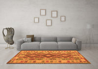 Machine Washable Abstract Orange Contemporary Rug, wshcon1127org