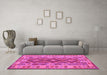 Machine Washable Abstract Pink Contemporary Rug in a Living Room, wshcon1127pnk