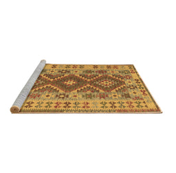 Sideview of Machine Washable Abstract Brown Contemporary Rug, wshcon1127brn
