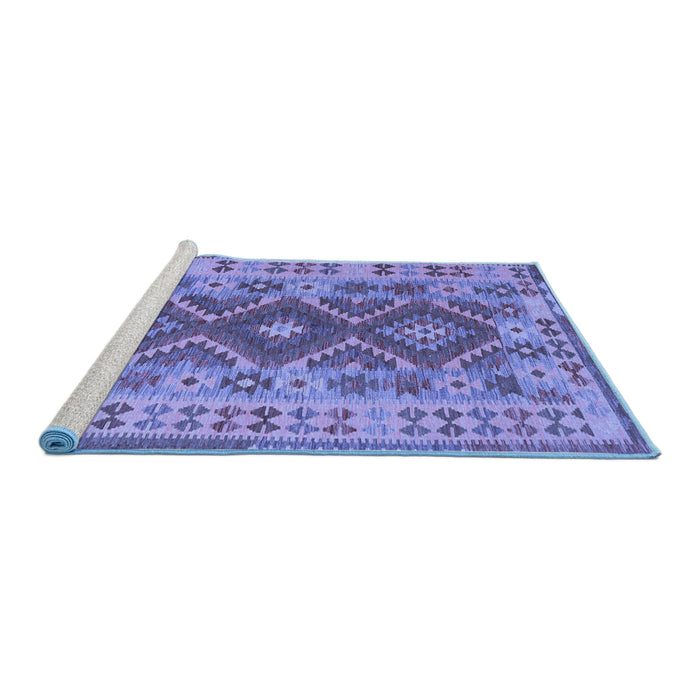 Sideview of Machine Washable Abstract Blue Contemporary Rug, wshcon1127blu