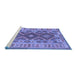 Sideview of Machine Washable Abstract Blue Contemporary Rug, wshcon1127blu