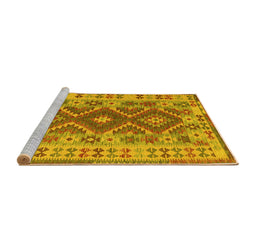 Sideview of Machine Washable Abstract Yellow Contemporary Rug, wshcon1127yw