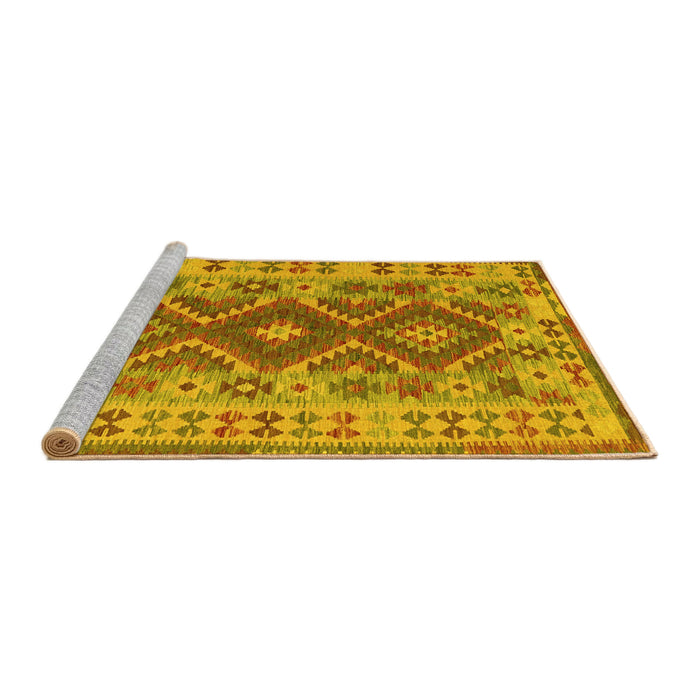 Sideview of Machine Washable Abstract Yellow Contemporary Rug, wshcon1127yw