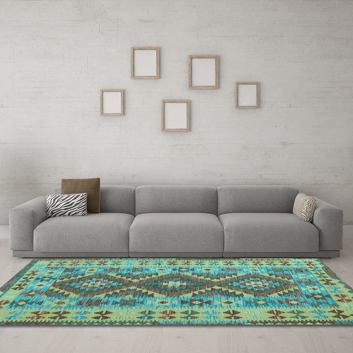 Machine Washable Abstract Light Blue Contemporary Rug in a Living Room, wshcon1127lblu