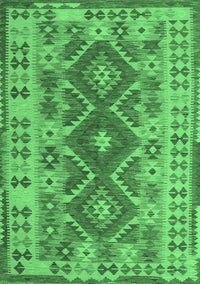 Abstract Emerald Green Contemporary Rug, con1127emgrn