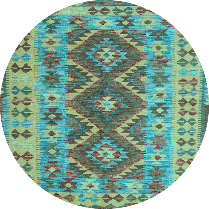 Round Machine Washable Abstract Light Blue Contemporary Rug, wshcon1127lblu