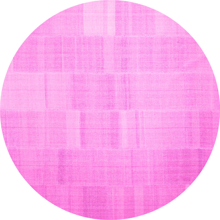 Round Machine Washable Solid Pink Modern Rug, wshcon1128pnk