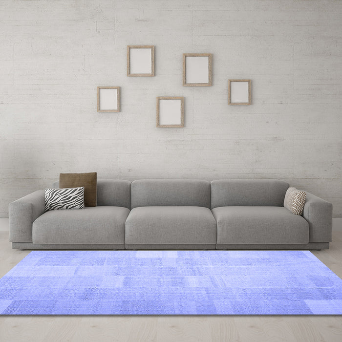 Machine Washable Solid Blue Modern Rug in a Living Room, wshcon1128blu