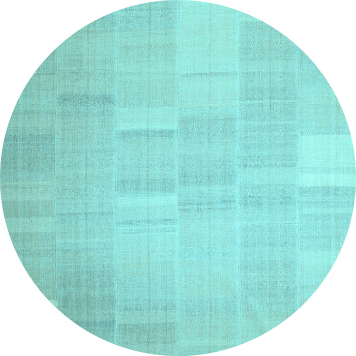 Round Solid Light Blue Modern Rug, con1128lblu