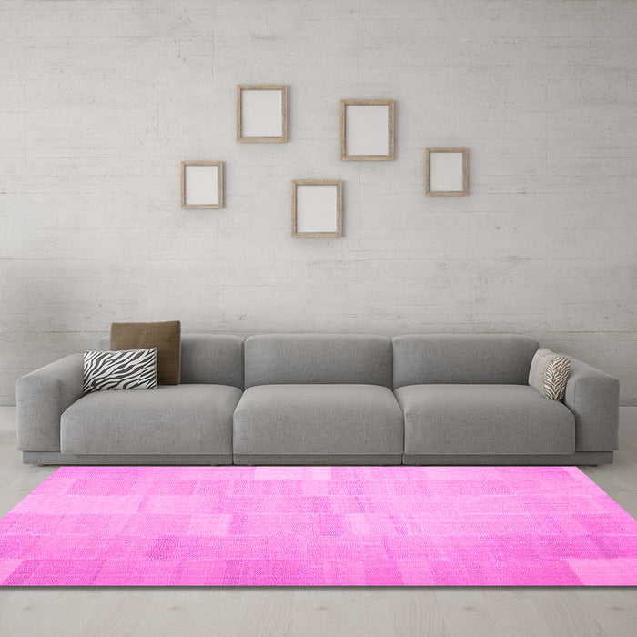 Machine Washable Solid Pink Modern Rug in a Living Room, wshcon1128pnk