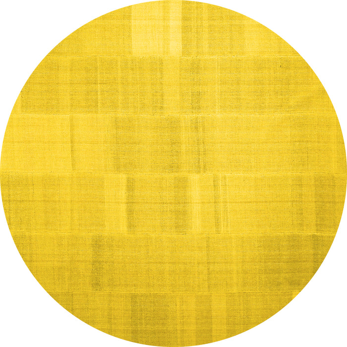 Round Machine Washable Solid Yellow Modern Rug, wshcon1128yw