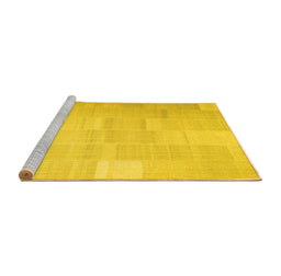 Sideview of Machine Washable Solid Yellow Modern Rug, wshcon1128yw