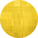 Round Solid Yellow Modern Rug, con1128yw