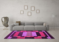 Machine Washable Abstract Pink Contemporary Rug, wshcon1129pnk