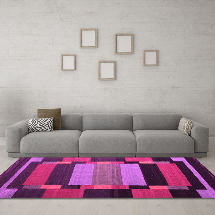 Machine Washable Abstract Pink Contemporary Rug in a Living Room, wshcon1129pnk