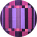 Round Machine Washable Abstract Purple Contemporary Area Rugs, wshcon1129pur