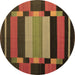 Round Machine Washable Abstract Brown Contemporary Rug, wshcon1129brn