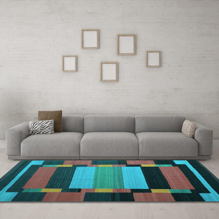Machine Washable Abstract Light Blue Contemporary Rug in a Living Room, wshcon1129lblu