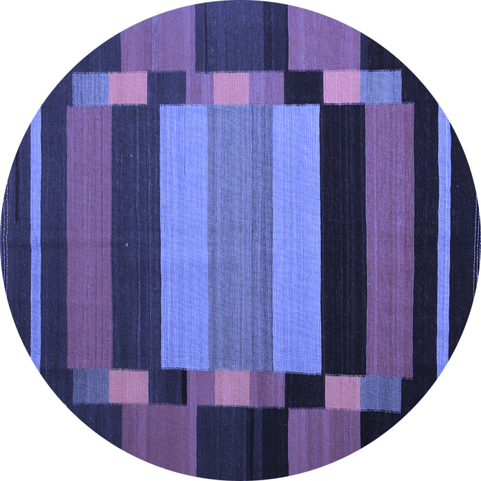 Round Machine Washable Abstract Blue Contemporary Rug, wshcon1129blu