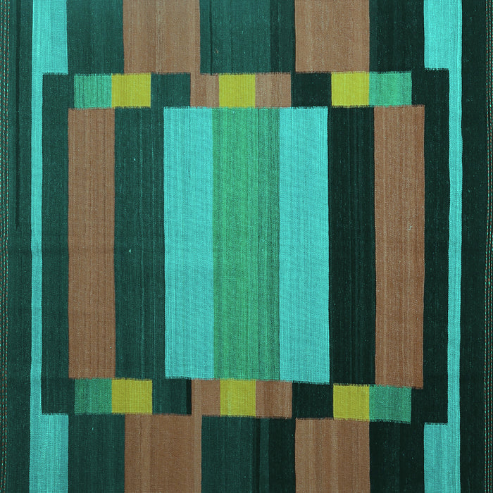 Square Abstract Turquoise Contemporary Rug, con1129turq
