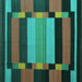 Square Abstract Turquoise Contemporary Rug, con1129turq