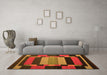 Machine Washable Abstract Orange Contemporary Area Rugs in a Living Room, wshcon1129org