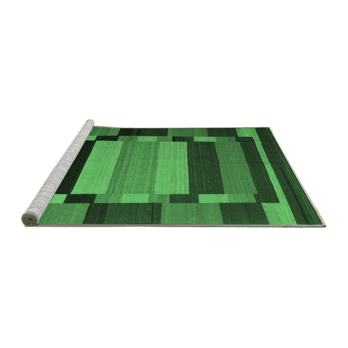Sideview of Machine Washable Abstract Emerald Green Contemporary Area Rugs, wshcon1129emgrn