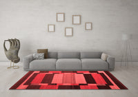 Machine Washable Abstract Red Contemporary Rug, wshcon1129red