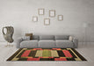 Machine Washable Abstract Brown Contemporary Rug in a Living Room,, wshcon1129brn