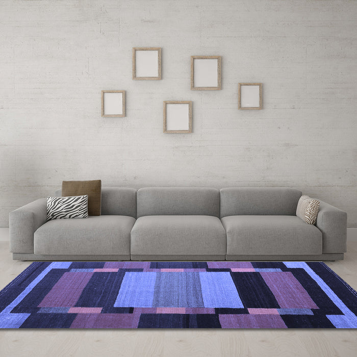 Machine Washable Abstract Blue Contemporary Rug in a Living Room, wshcon1129blu