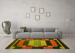 Machine Washable Abstract Yellow Contemporary Rug in a Living Room, wshcon1129yw
