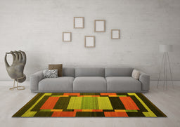 Machine Washable Abstract Yellow Contemporary Rug in a Living Room, wshcon1129yw