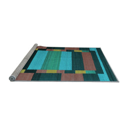 Sideview of Machine Washable Abstract Light Blue Contemporary Rug, wshcon1129lblu