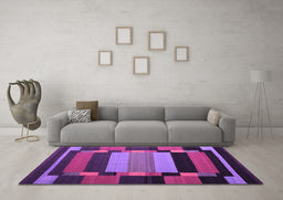 Machine Washable Abstract Purple Contemporary Area Rugs in a Living Room, wshcon1129pur