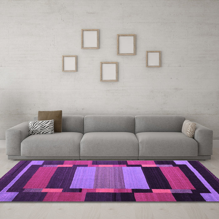 Machine Washable Abstract Purple Contemporary Area Rugs in a Living Room, wshcon1129pur