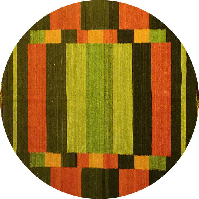 Round Machine Washable Abstract Yellow Contemporary Rug, wshcon1129yw