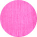 Round Machine Washable Solid Pink Modern Rug, wshcon112pnk