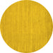 Round Machine Washable Solid Yellow Modern Rug, wshcon112yw