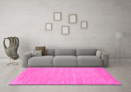 Machine Washable Solid Pink Modern Rug in a Living Room, wshcon112pnk