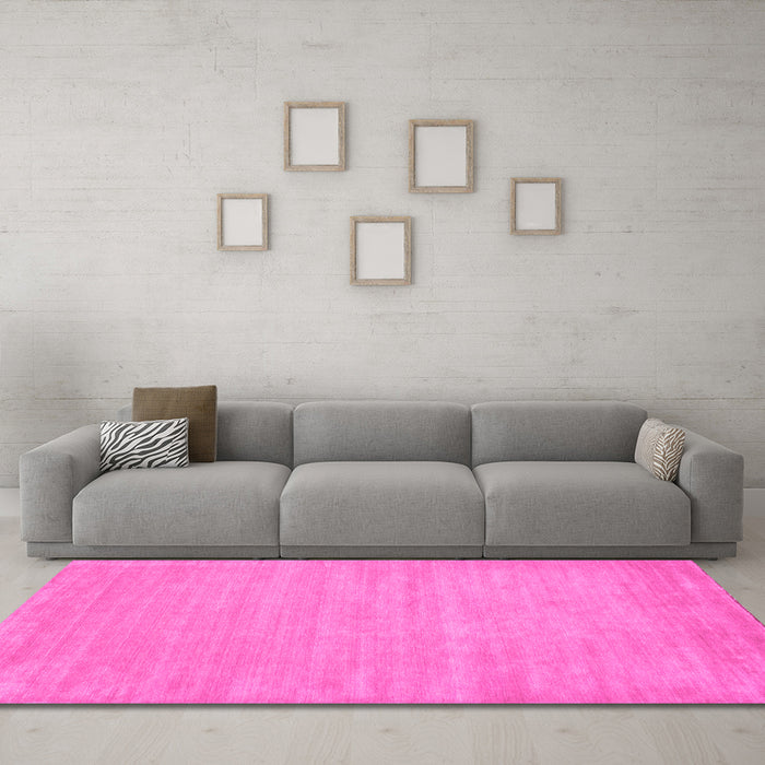 Machine Washable Solid Pink Modern Rug in a Living Room, wshcon112pnk