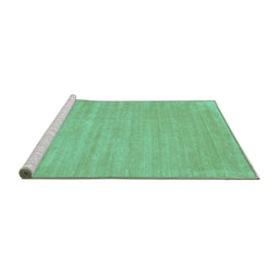 Sideview of Machine Washable Solid Turquoise Modern Area Rugs, wshcon112turq