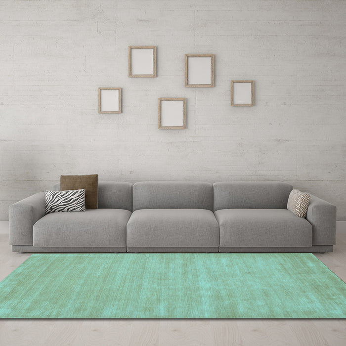 Machine Washable Solid Light Blue Modern Rug in a Living Room, wshcon112lblu