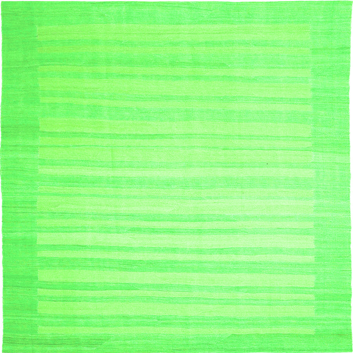 Round Machine Washable Abstract Green Contemporary Area Rugs, wshcon1130grn