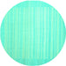 Round Machine Washable Abstract Turquoise Contemporary Area Rugs, wshcon1130turq
