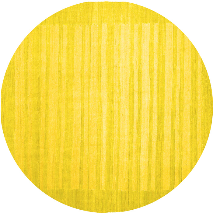 Round Abstract Yellow Contemporary Rug, con1130yw