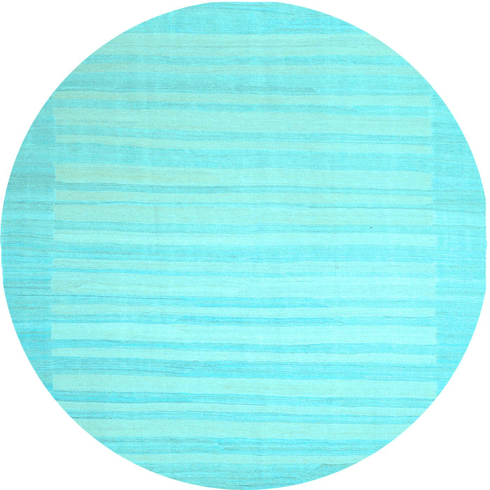 Round Abstract Light Blue Contemporary Rug, con1130lblu